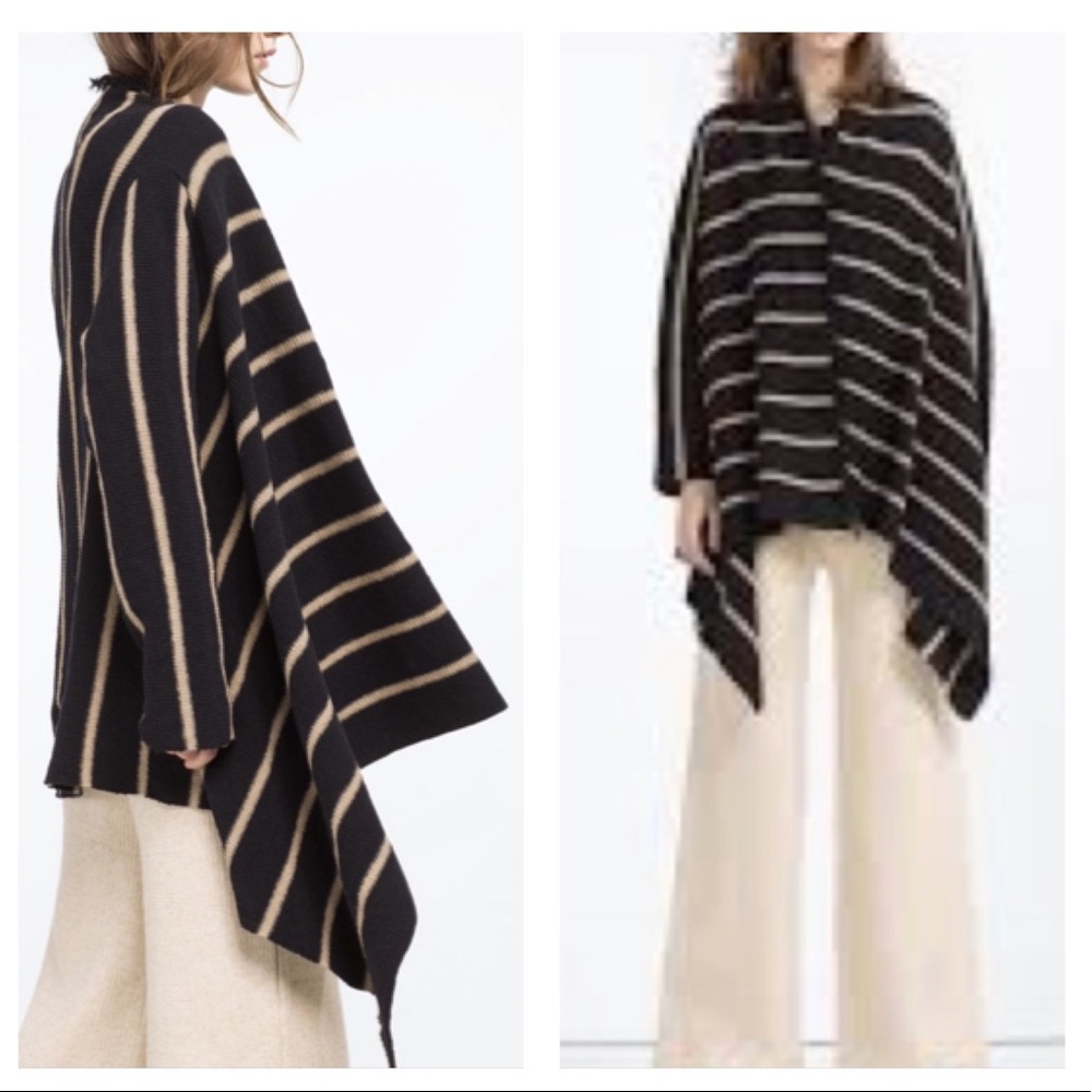 Zara Striped Linen Blend Fringe Open Cardigan Size S